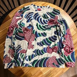 Supreme koi fish all over print long sleeve size large.